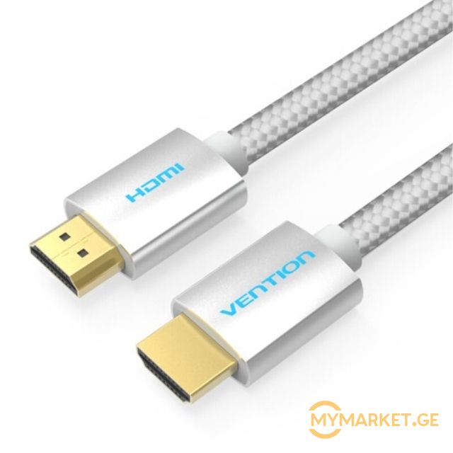 HDMI კაბელი VENTION AABIK Cotton Braided HDMI Cable 8M Silve
