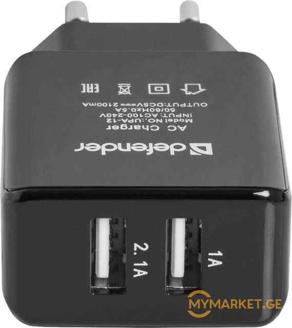 დენის დამტენი AC line adapter Defender UPA-12 2 port USB, 5V