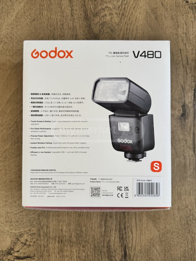 Godox V480 V480-C Flash TTL Pour Appareils Photo Canon, GN50 1/8000 HSS, Flash Pleine Puissance 650, Temps De Recharge De 1,7 S, Lampe Pilote Intégrée, Flash à écran Tactile Et Batterie Li-ion