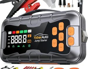 ავტომანქანის დამქოქი საჰაერო კომპრესორით ,,jump starter .  YaberAuto AP03 16-in-1  ამპერაჟი 8000 A . ქოქავს ყველა ბენზინის და 14 ლ-მდე მოცულობის დიზელის ძრავებს