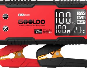 ავტომანქანის დამქოქი ,,jump starter ჯამფ სტარტერი - ბუსტერი  GOOLOO GT4000 100W ორმხრივი სწრაფი დამუხტვა SuperSafe 12V ბატარეა.