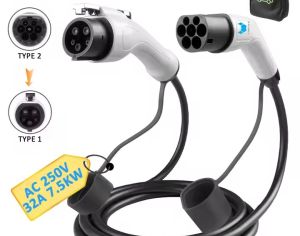 დამტენი კაბელი ჩანთით Type2  to Type1  ამერიკული,  კორეული  ელექტრომობილებისთვის