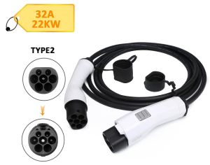 Type2 to gbt (type2)  3 ფაზა  22kw/h დამტენი კაბელი