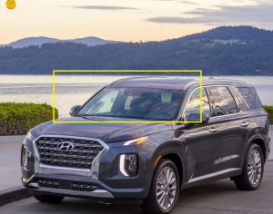 HYUNDAI PALISADE 2020-2024 წინა საქარე მინა კამერით,მარჯვნივ სენსორით და გამათბობლით