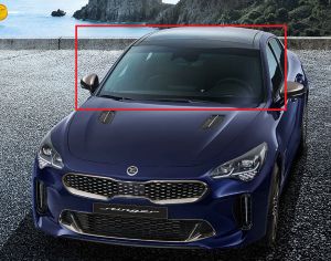 KIA STINGER 2021-2024 წინა საქარე მინა  სენსორით და პატარა ღია კამერით